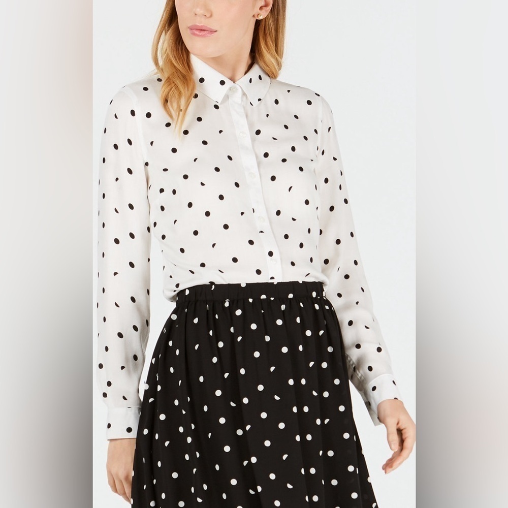 NWOT Maison Jules Polka Dot Flouncy Skirt - Size Large